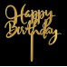 Cake topper happy birthday goud 14cm